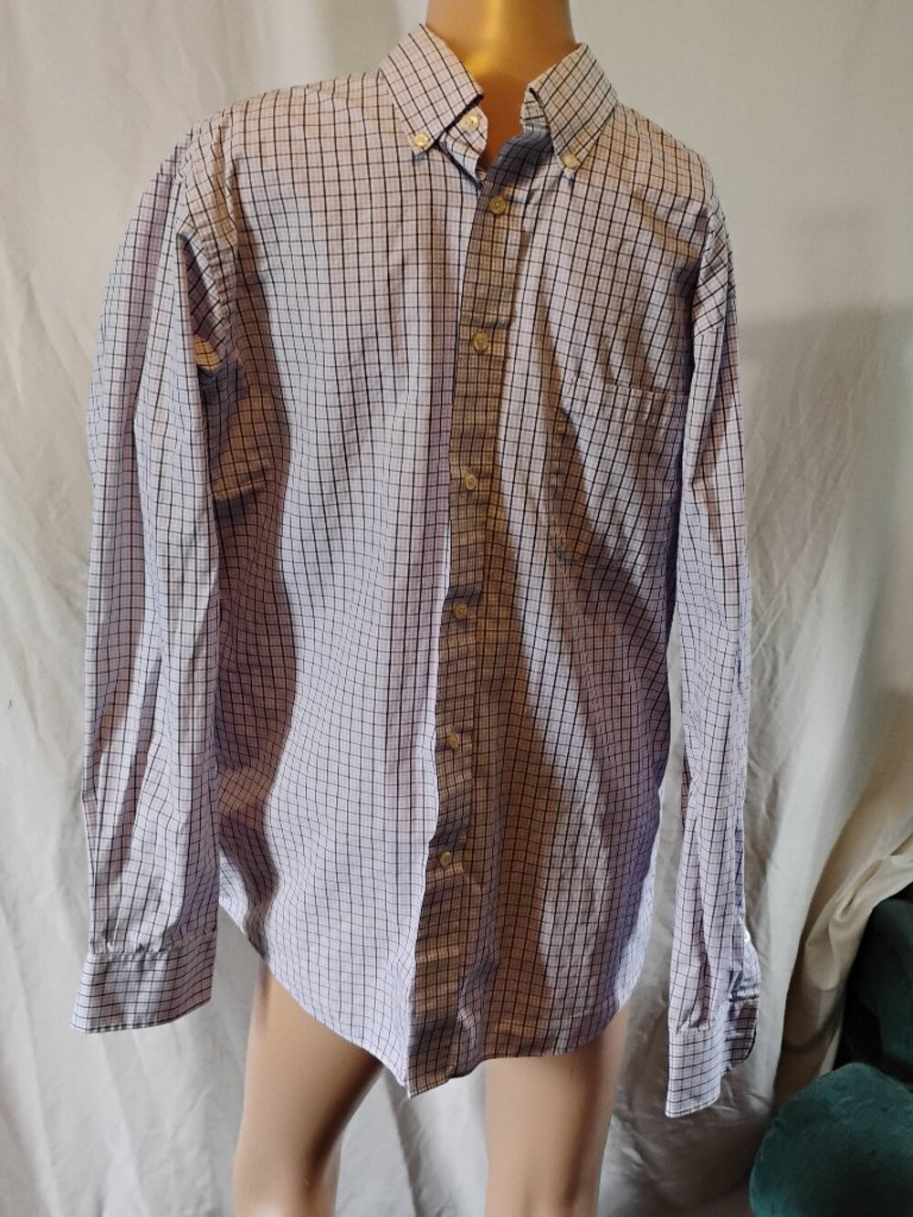 Chaps | Purple & White Stretch Wrinkle Free Dress Shirt | 16 (34-35) | Like New